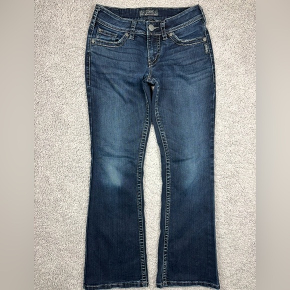 Silver Jeans Womens 28 Suki Surplus Dark Boot Cut Flap Pockets Big Stitch Party - Picture 1 of 5